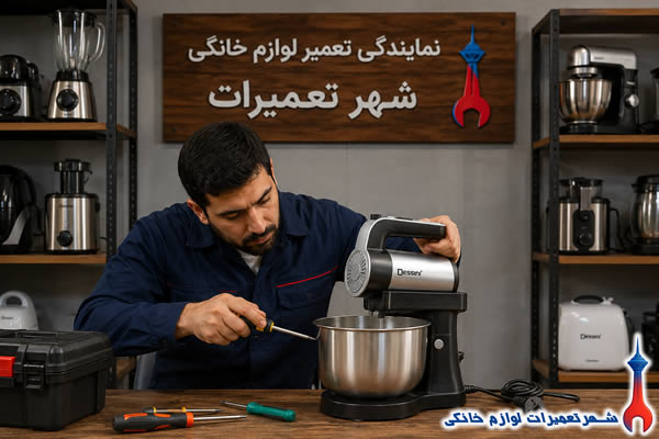 تعمیرکار در حال تعمیر همزن دسینی dessini