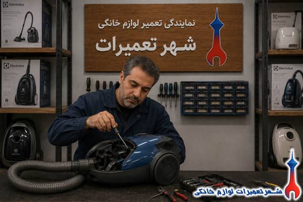 تکنسین در حال بررسی جاروبرقی الکترولوکس
