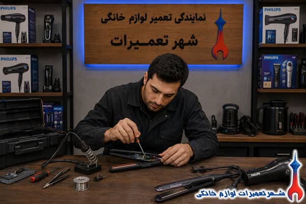 تکنسین در حال بررسی اتو مو فیلیپس