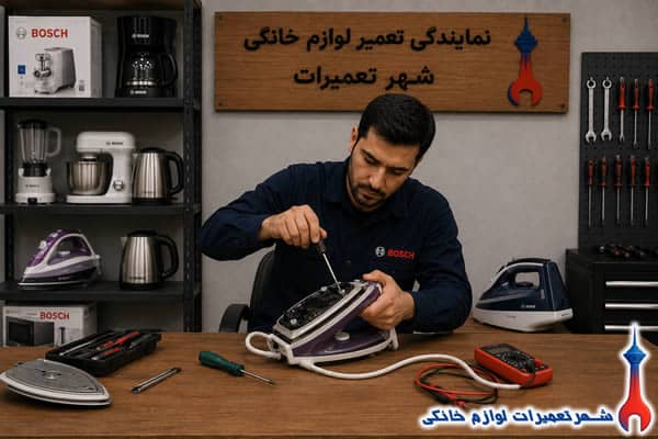 تکنسین در حال بررسی اتو بخار بوش