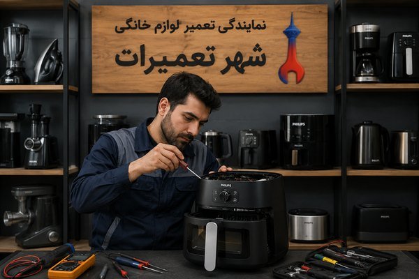 تعمیرکار در حال تعمیر هواپز فیلیپس