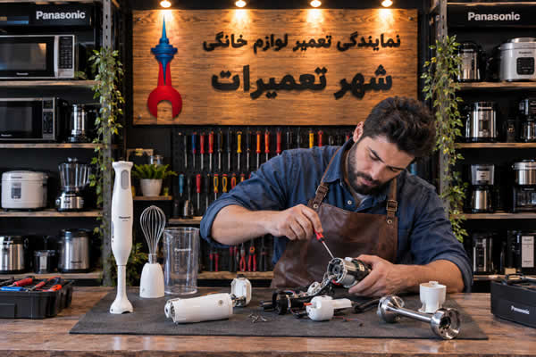تکنسین در حال تعمیر گوشت کوب برقی پاناسونیک Panasonic