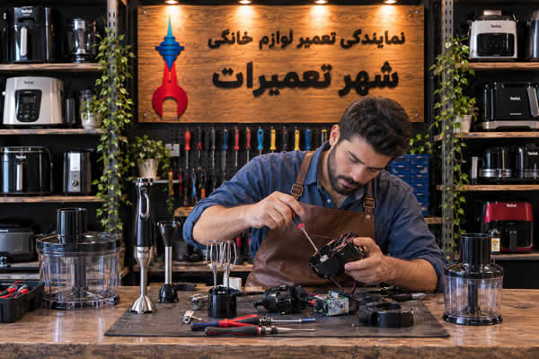 تکنسین در حال بررسی گوشت کوب برقی تفال Tefal