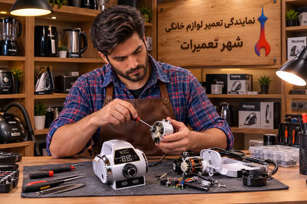 تعمیرکار در حال بررسی مشکل سوهان برقی موستانگ Mustang
